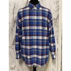 Wrangler 20X Shirt Button Up Plaid Men' XXL Twenty X Blue White Red Long Sleeve